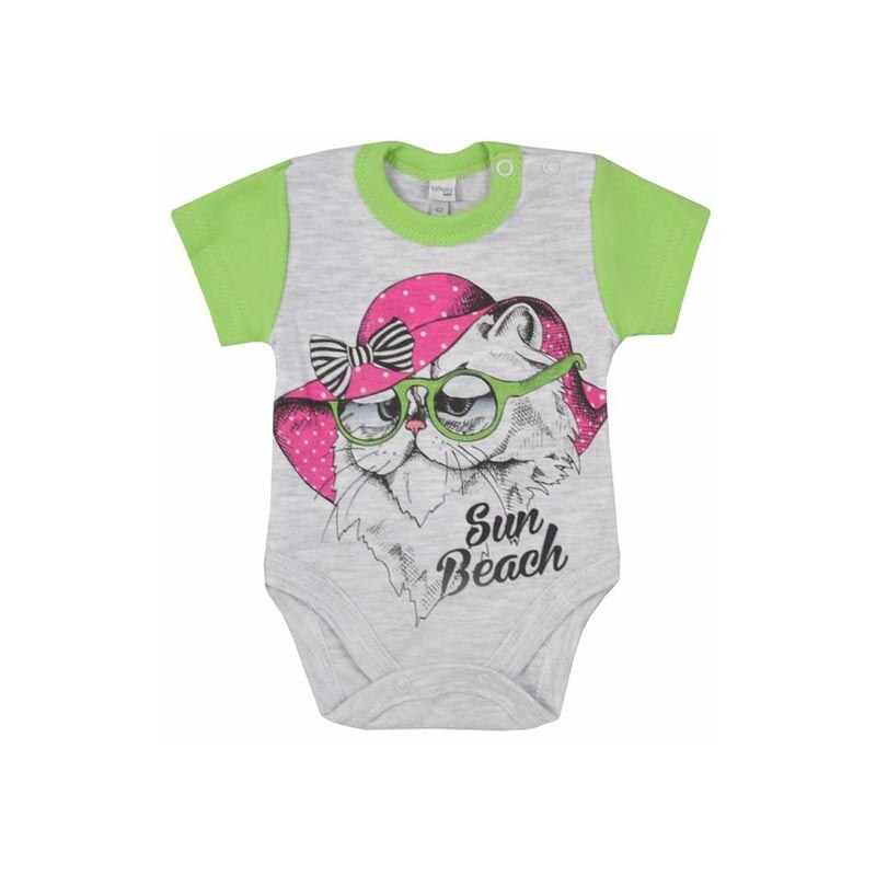 Body cu maneca scurta pentru fete Koala Pies i kot 04-838G, Gri 68 cm
