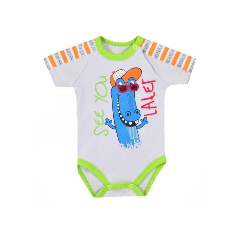 Body cu maneca scurta pentru baieti Koala Aligator 05-954AL, Alb 62 cm