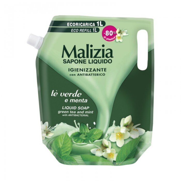 Sapun lichid rezerva Malizia green tea and mint 1l