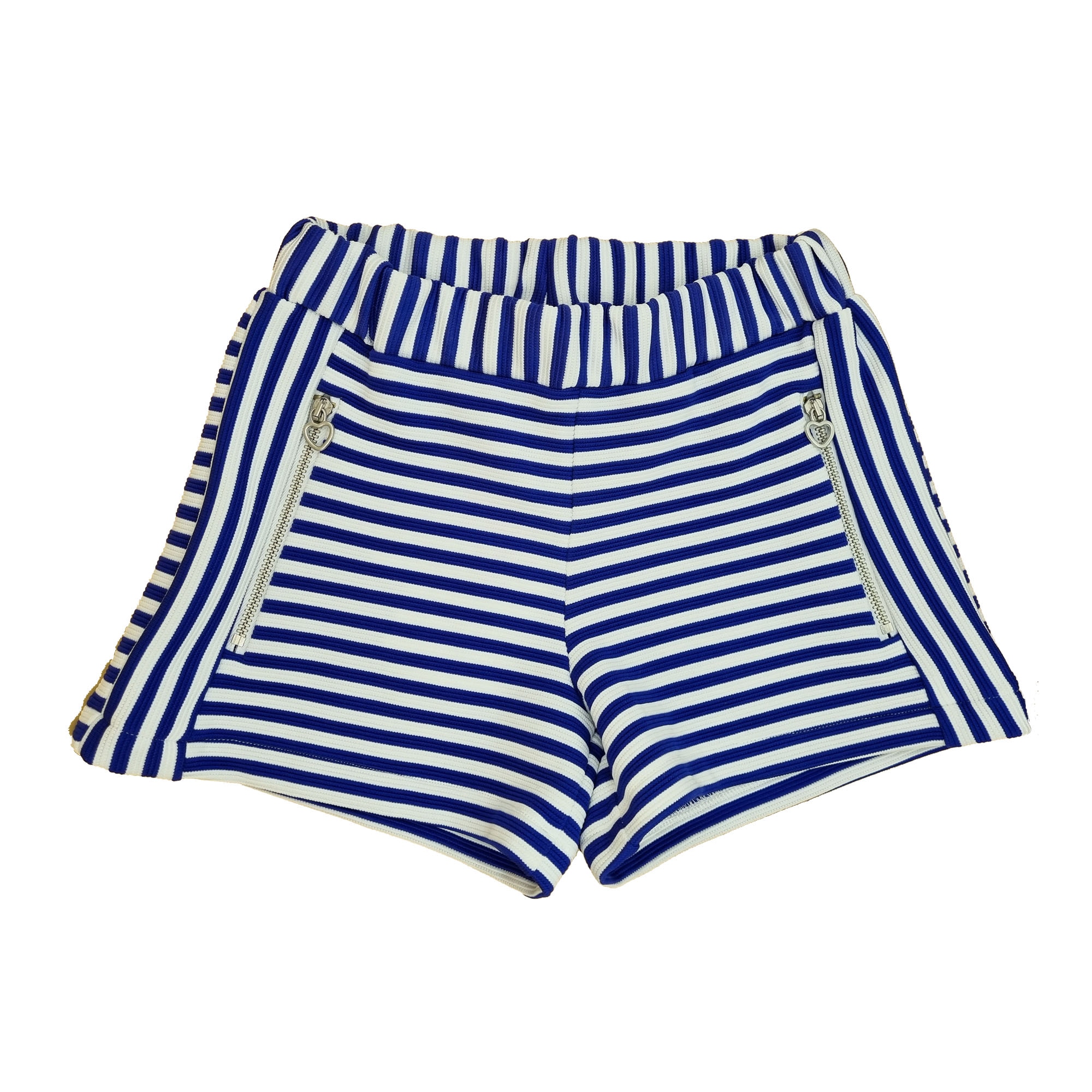 Pantaloni scurti cu dungi pentru fete, Chicco, Alb/Albastru, 116 cm 6 ani