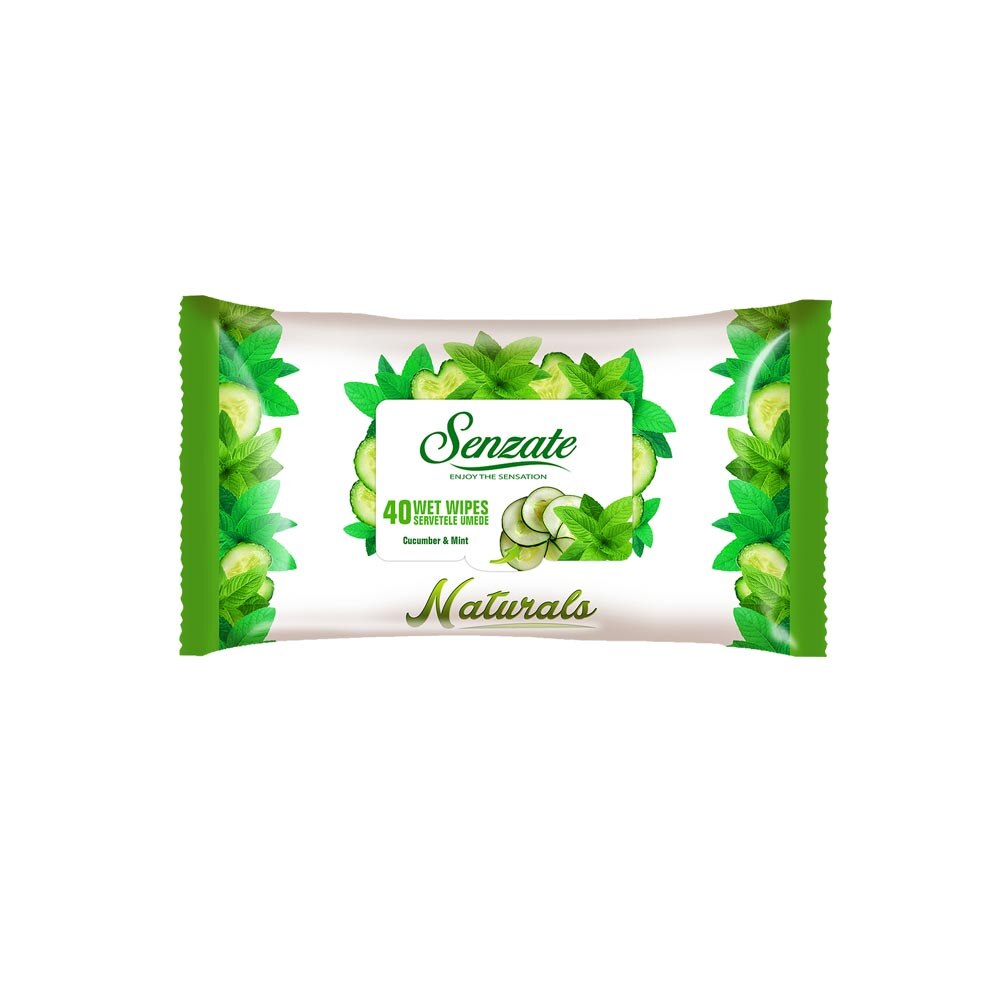 Servetele umede Senzate cu Castraveti si Menta, 40/set