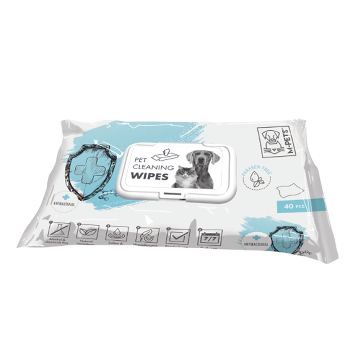 Servetele antibacteriene pentru animale de companie, 40 bucati, M-Pets