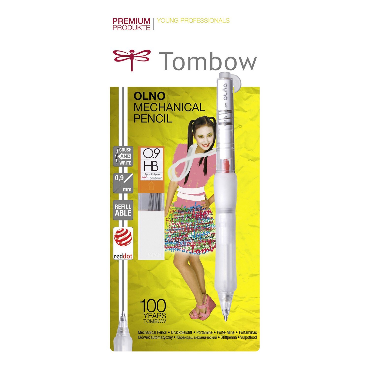 Creion Mecanic 0.9 Tombow Olno White Transparent + Mine 0.9 Cadou