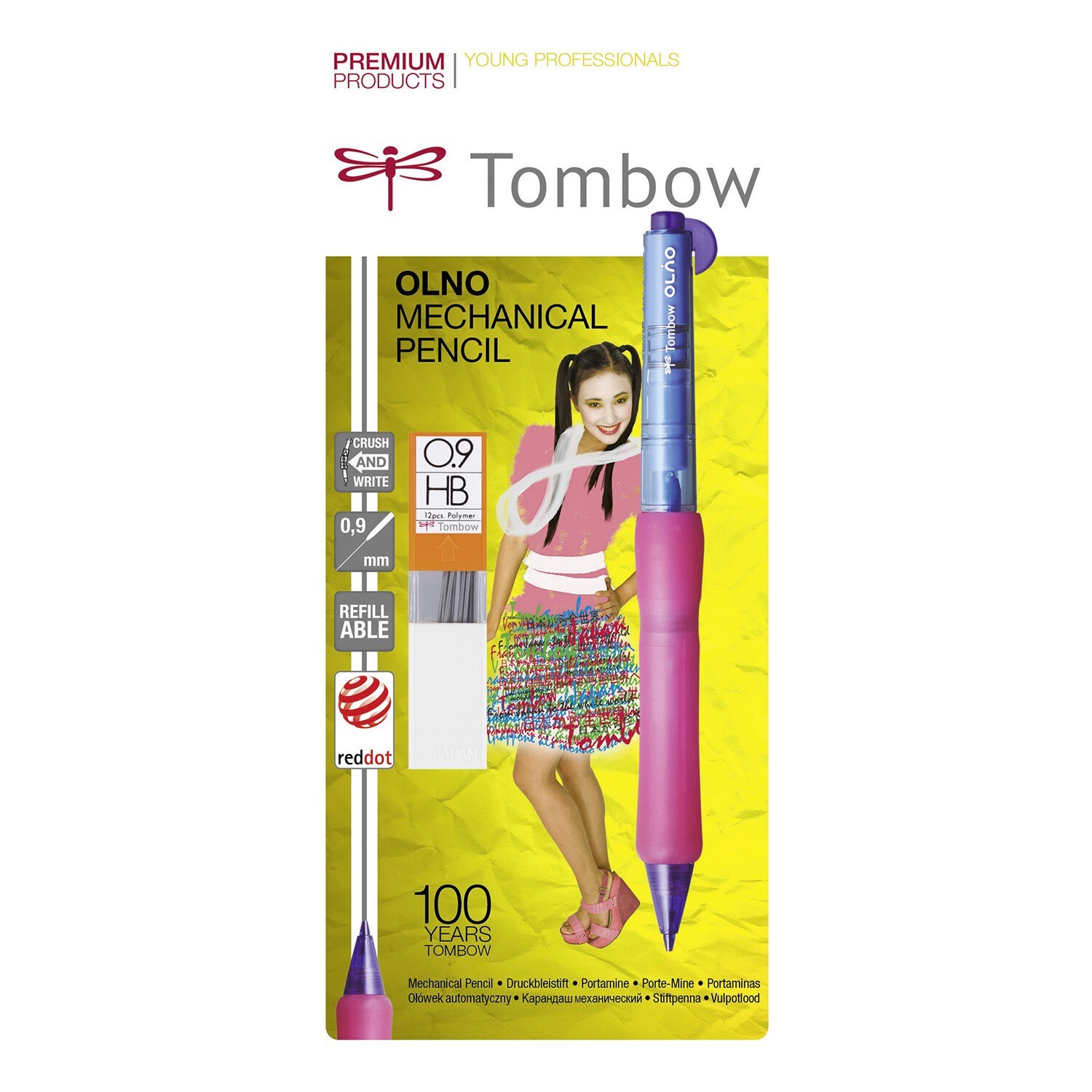 Creion Mecanic 0.9 Tombow Olno Berry Blue + Mine 0.9 Cadou