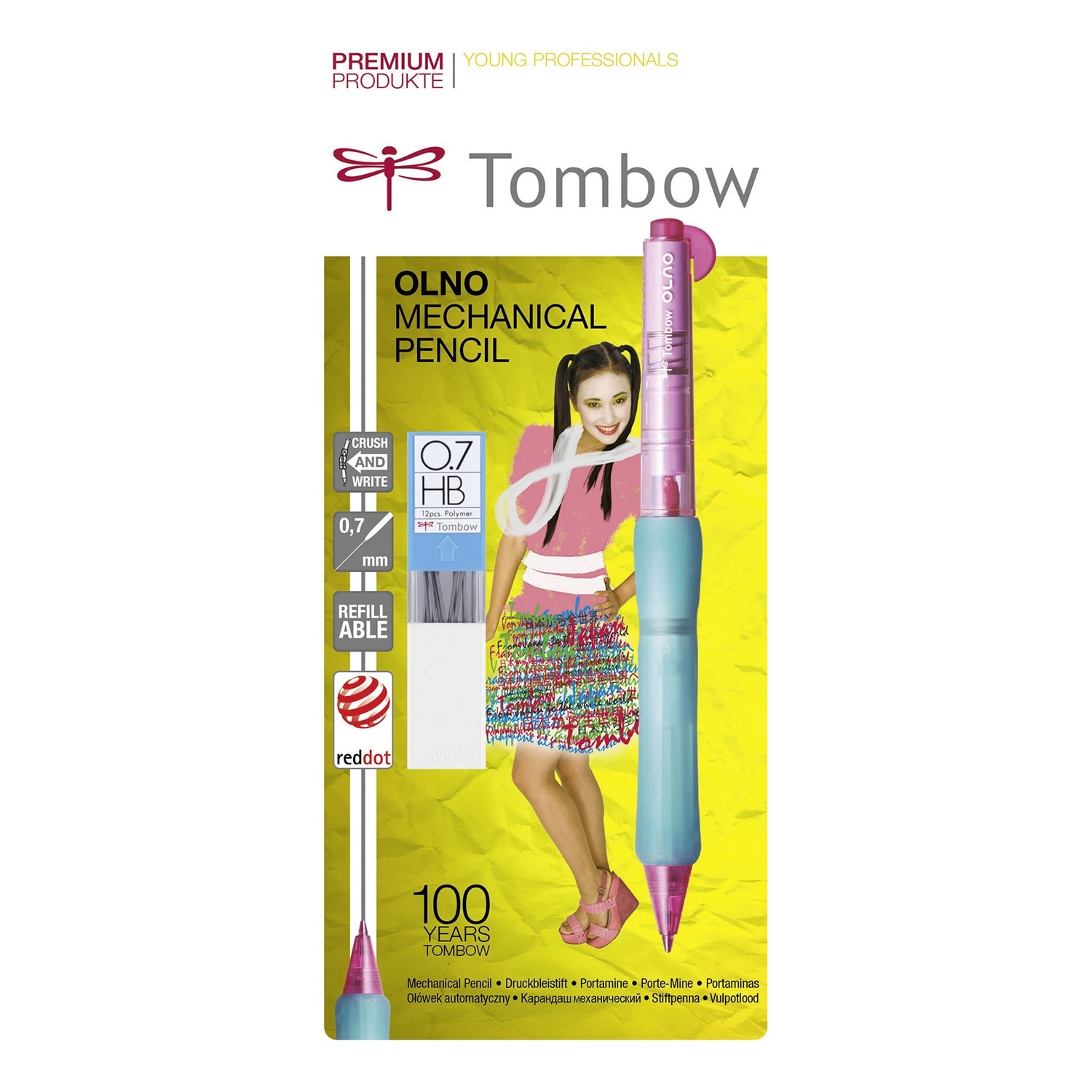 Creion Mecanic 0.7 Tombow Olno Mint Cherry + Mine 0.7 Cadou