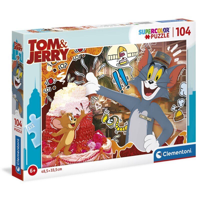 Puzzle Tom And Jerry Cake , 104 Piese , 48,5x33,5cm, Negru