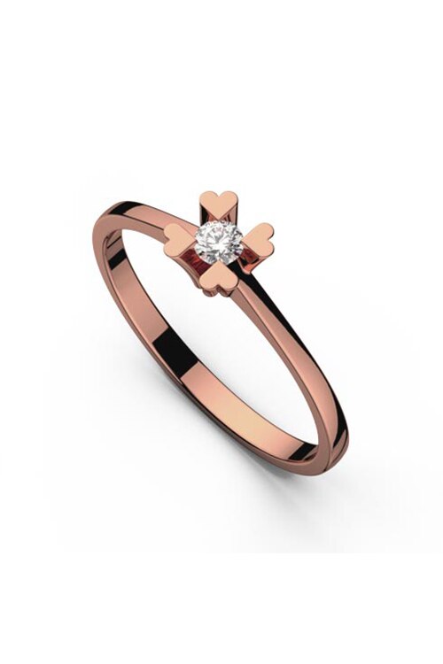 Inel de logodna, Coriolan, aur roz 18K, diamant 0.05 carate GVS1