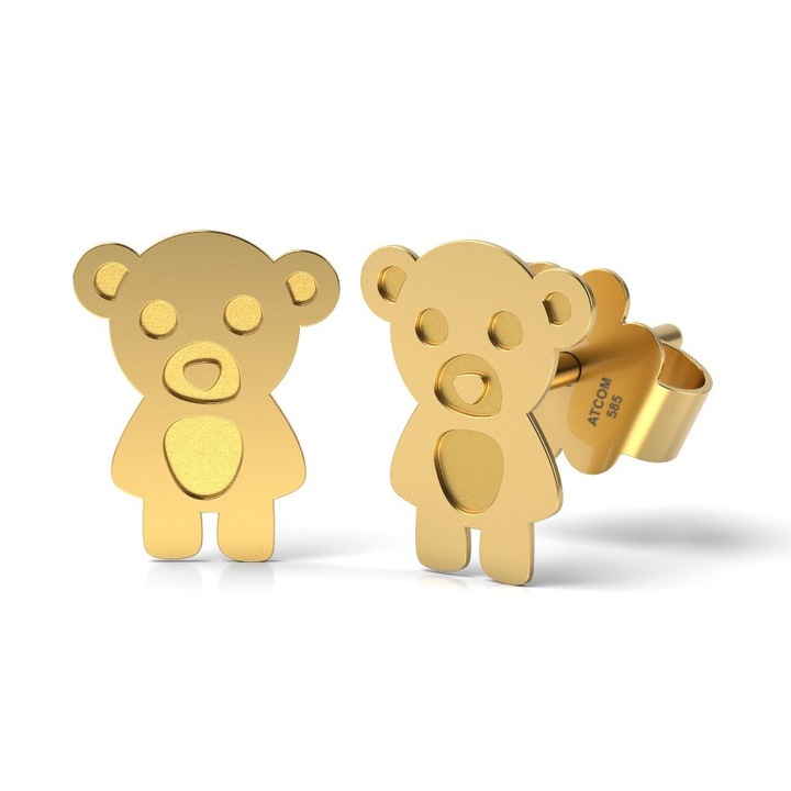 Cercei din aur galben model Teddy Bear