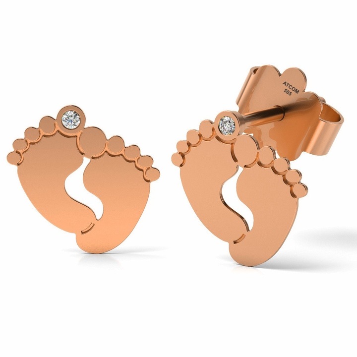 Обеци от розово злато Baby Feet