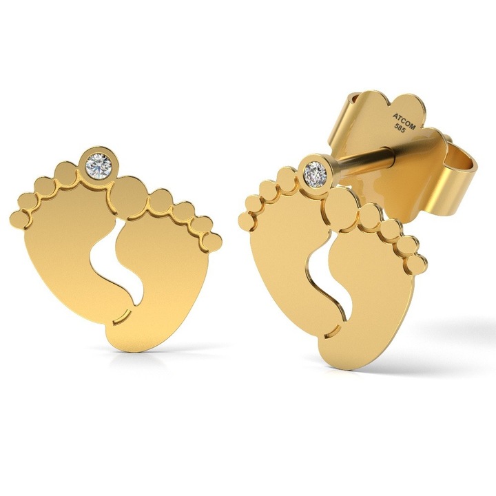 Обеци от жълто злато Baby Feet