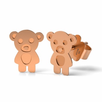 Cercei din aur roz model Teddy Bear Cercei din aur roz model Teddy Bear