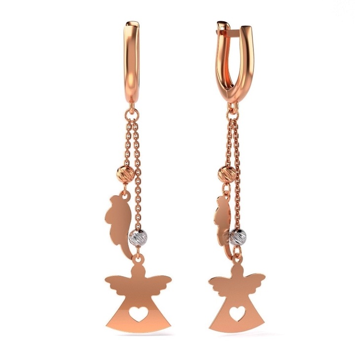 Обеци от розово злато модел 30