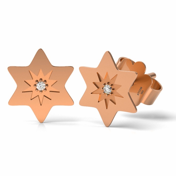 Обеци от розово злато Lucky Star