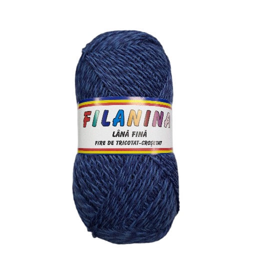Fir tricotat, Filanina, Lana 100%, Mouline albastru , 400 m/100g
