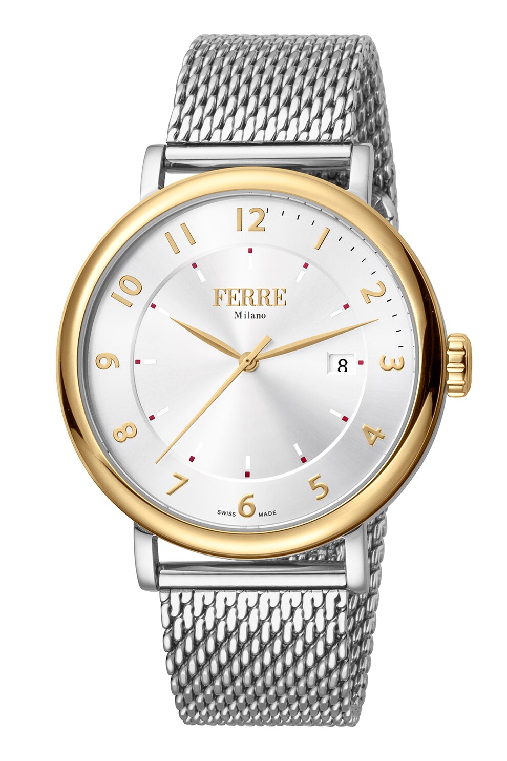 Ferre Milano, Ceas analog cu bratara cu model plasa, Argintiu