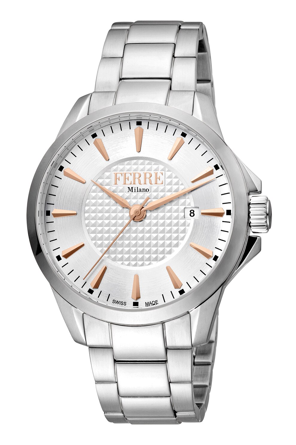 Ferre Milano, Ceas quartz din otel inoxidabil, Argintiu