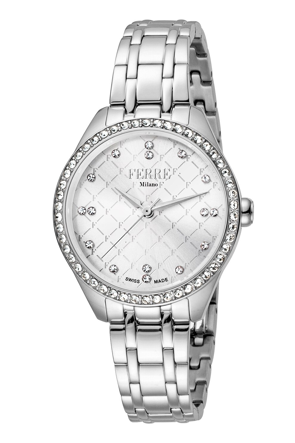 Ferre Milano, Ceas cu bratara metalica si cristale, Argintiu