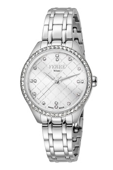 Ferre Milano, Ceas cu bratara metalica si cristale, Argintiu Ferre Milano, Ceas cu bratara metalica si cristale, Argintiu