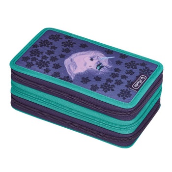 Penar Herlitz, echipat, 31 piese, trei compartimente, dimensiune 19 x 11,5 x 7 cm, motiv mystique Penar Herlitz, echipat, 31 piese, trei compartimente, dimensiune 19 x 11,5 x 7 cm, motiv mystique