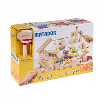 Set de constructie din lemn 175 piese Matador Set de constructie din lemn 175 piese Matador