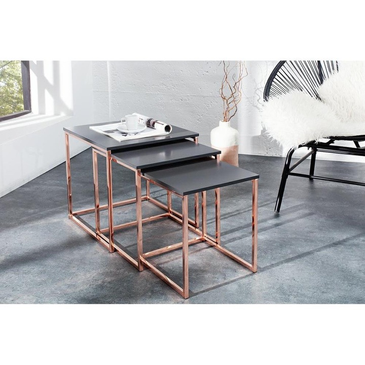 Set de 3 mese Loft antracit