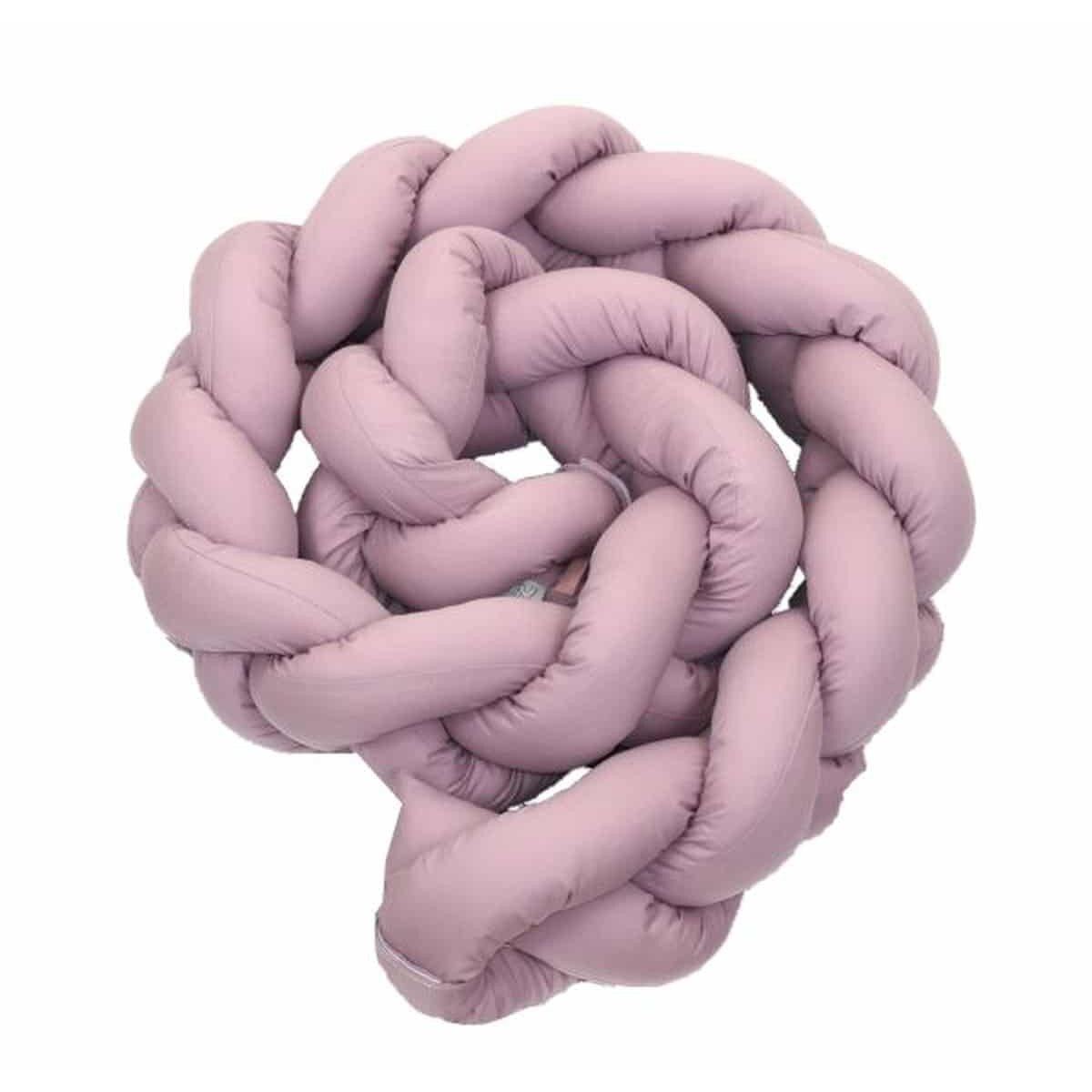 Protectie laterala patut bebe, Bumper impletit, Inchidere Velcro, Bumbac Lavanda, 210 cm