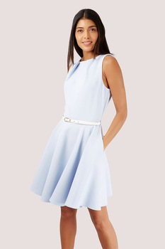 Closet LONDON, Rochie skater cu o curea in talie, Albastru deschis Closet LONDON, Rochie skater cu o curea in talie, Albastru deschis