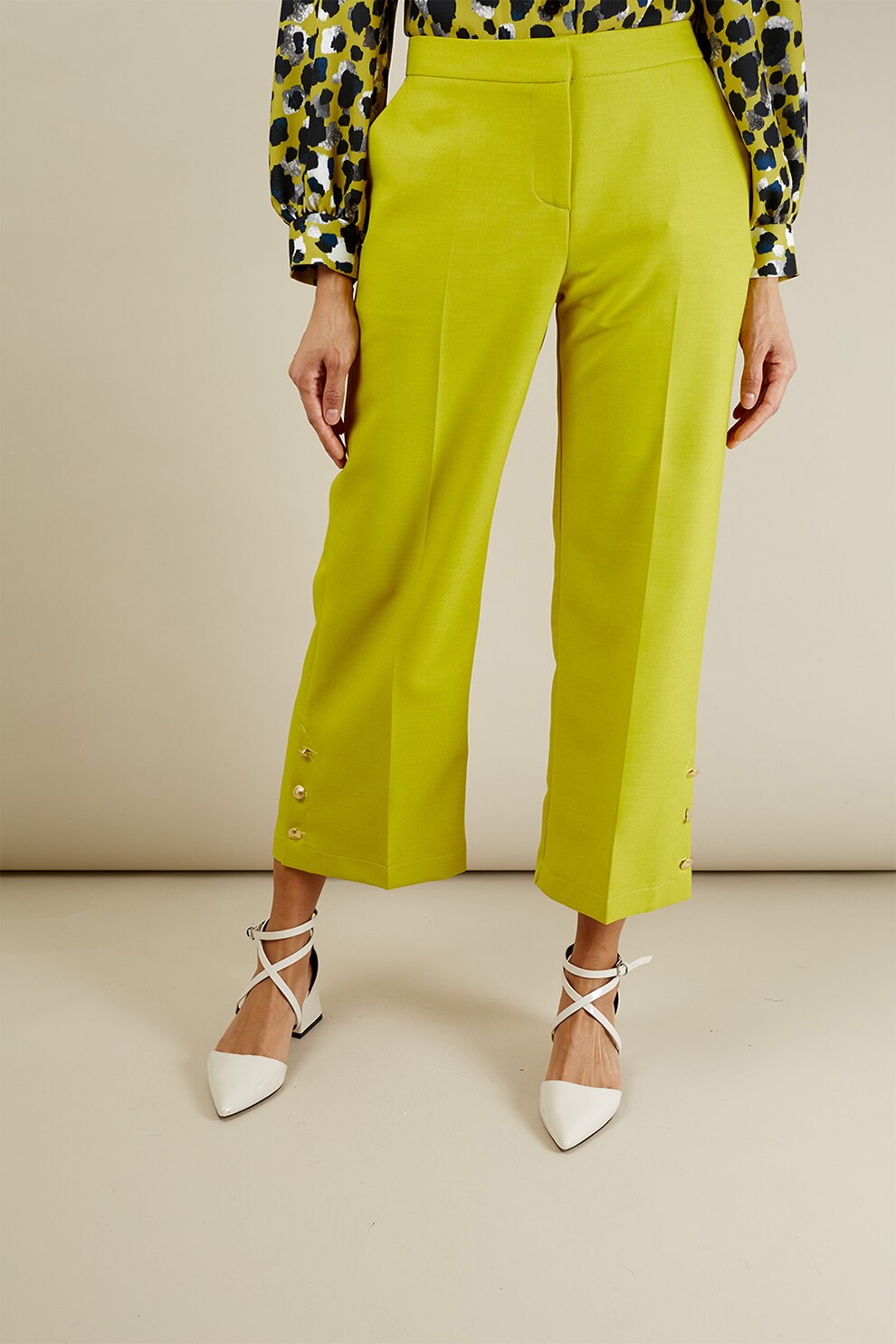 Closet LONDON, Pantaloni crop drepti, Verde fistic