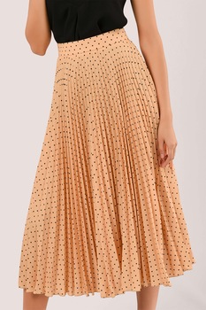 Closet LONDON, Fusta cu pliuri si buline, Maro nisip/Negru Closet LONDON, Fusta cu pliuri si buline, Maro nisip/Negru