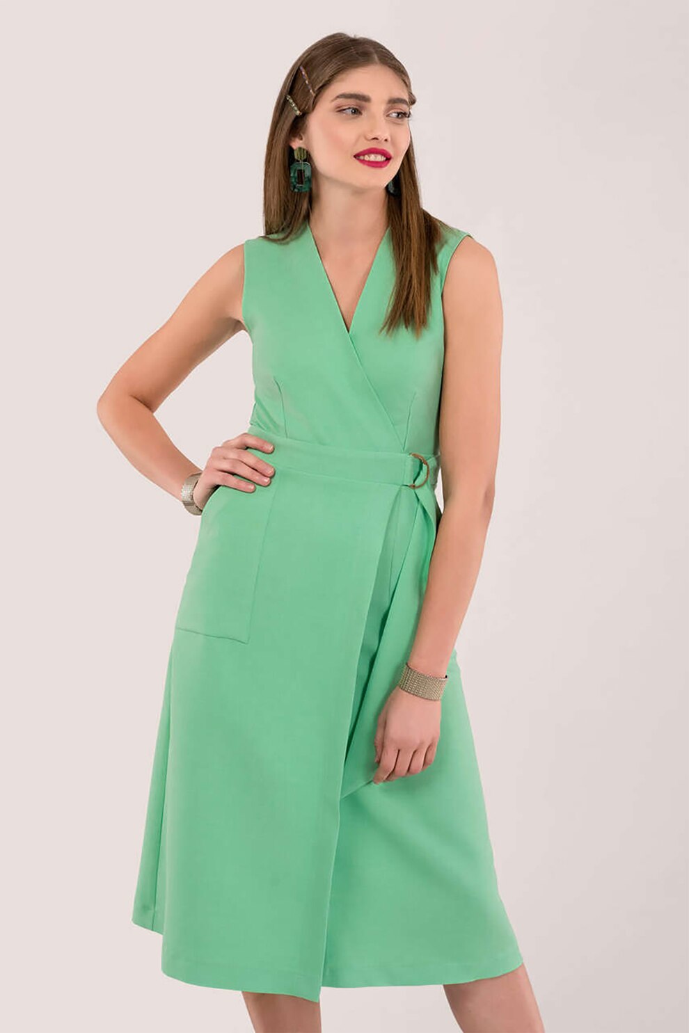 Closet LONDON, Rochie cu croiala in A, fara maneci, Verde deschis