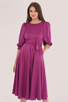 Closet LONDON, Rochie midi cu maneci bufante, Roz fandango, S Closet LONDON, Rochie midi cu maneci bufante, Roz fandango, S