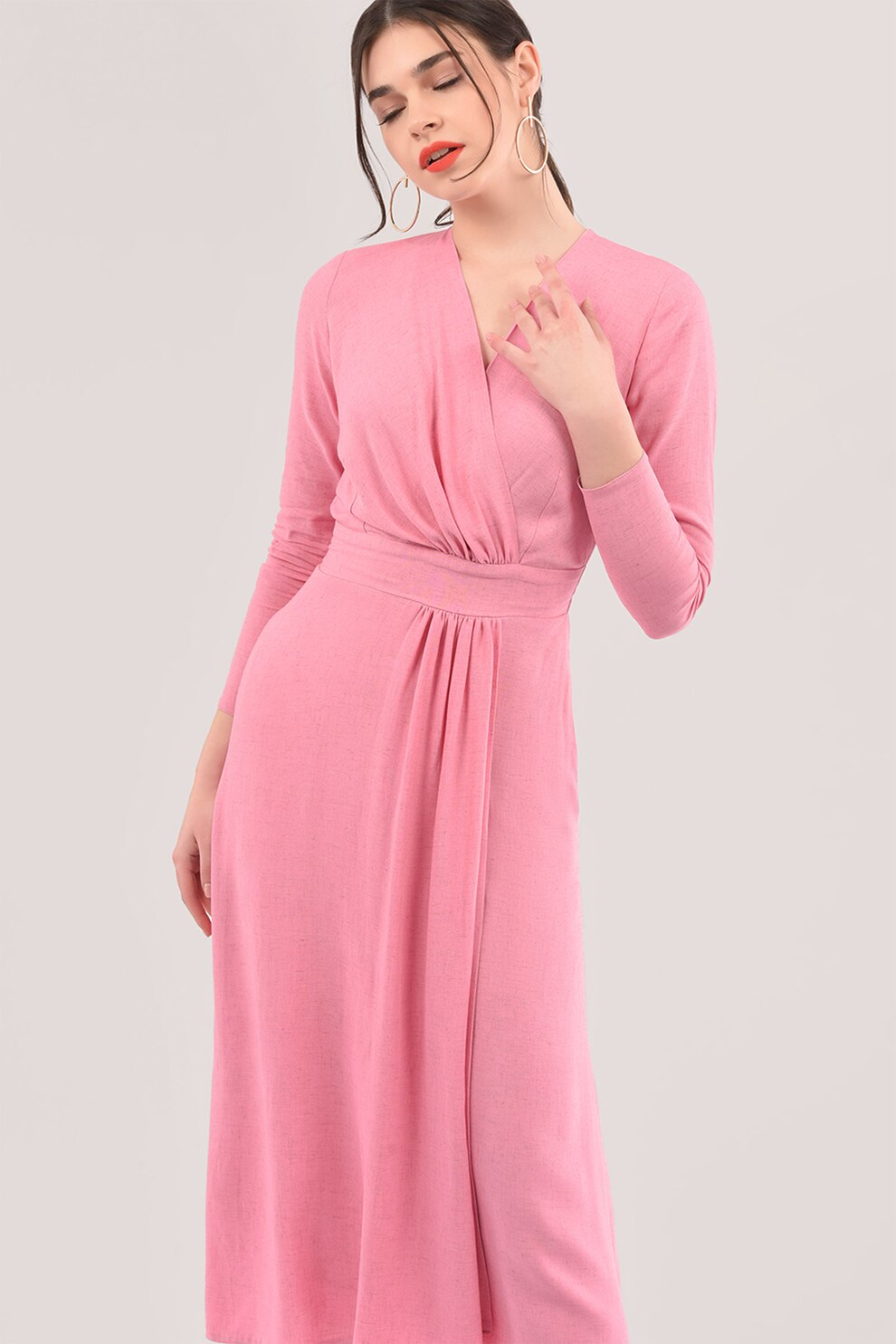 Closet LONDON, Rochie petrecuta cu buzunare laterale, Roz pastel