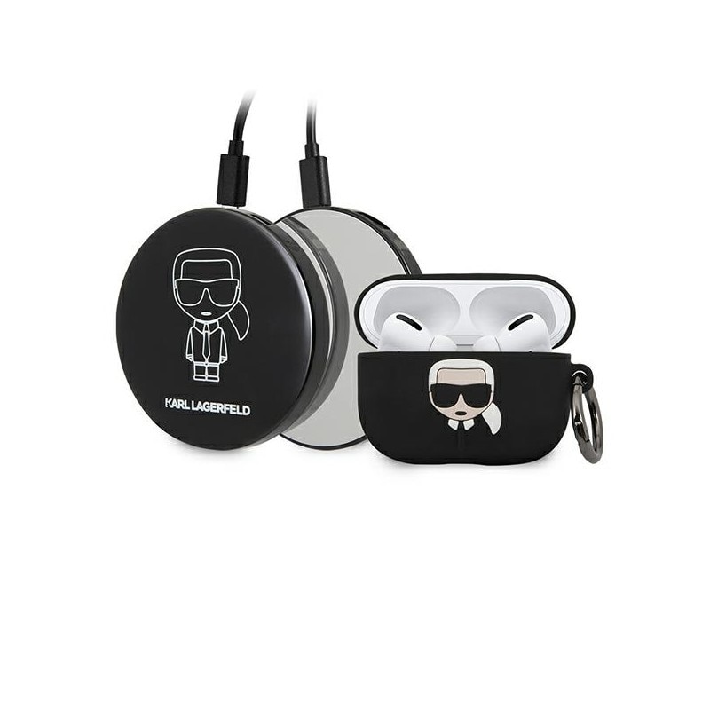 Husa Si Baterie Externa Premium Karl Lagerfeld Pentru Airpods Pro, Negru