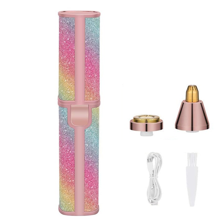 Epilator facial 2 in1 Vaxiuja®, Reincarcabil USB, Portabil, Lumini LED, Multicolor