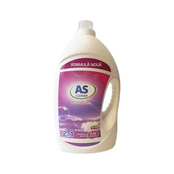 Detergent 2in1, AS Cleaner Universal, pentru rufe albe si colorate, 4.5 L Detergent 2in1, AS Cleaner Universal, pentru rufe albe si colorate, 4.5 L