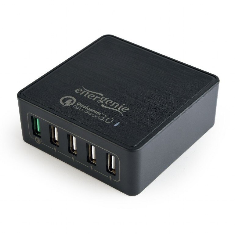 Incarcator retea 220V universal, 4 x USB si 1 x USB Quick Charge 3.0, Negru
