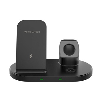 Statie de incarcare 3 in 1 TECH-PROTECT W55, Wireless Quick Charge, 15W, Cablu USB-C 1m inclus, Negru Statie de incarcare 3 in 1 TECH-PROTECT W55, Wireless Quick Charge, 15W, Cablu USB-C 1m inclus, Negru