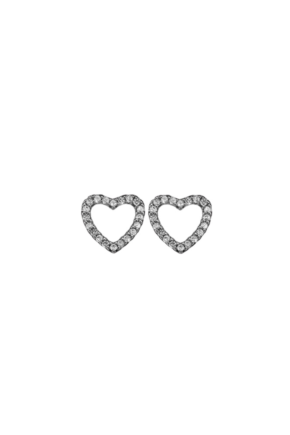 Christina Jewelry&Watches, Cercei din argint veritabil in forma de inima, Negru/Alb transparent