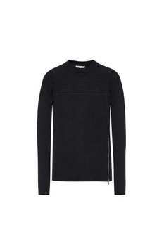 Pulover cu fermoar lateral Alexander McQueen, Bumbac/Poliamida/Elastan, Negru, XL Pulover cu fermoar lateral Alexander McQueen, Bumbac/Poliamida/Elastan, Negru, XL