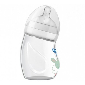 Biberon termorezistent curbat anti - colici, Wee Baby Natural, 180 ml, alb Biberon termorezistent curbat anti - colici, Wee Baby Natural, 180 ml, alb