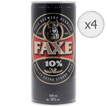 Bere Blonda Faxe, Extra Quality Strong, 10%, 4 x 1l Bere Blonda Faxe, Extra Quality Strong, 10%, 4 x 1l