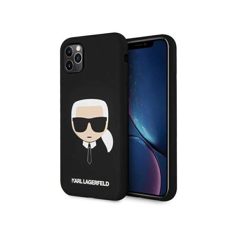 Husa Spate Premium Karl Lagerfeld Compatibila Cu iPhone 11, Colectia Karl Head, Negru - 03326