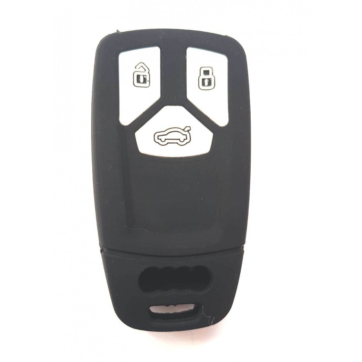 Husa din silicon pentru cheie auto AUDI 3 butoane cu lacas pentru emblema