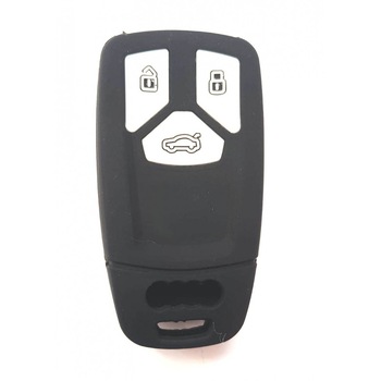 Husa din silicon pentru cheie auto AUDI 3 butoane cu lacas pentru emblema Husa din silicon pentru cheie auto AUDI 3 butoane cu lacas pentru emblema