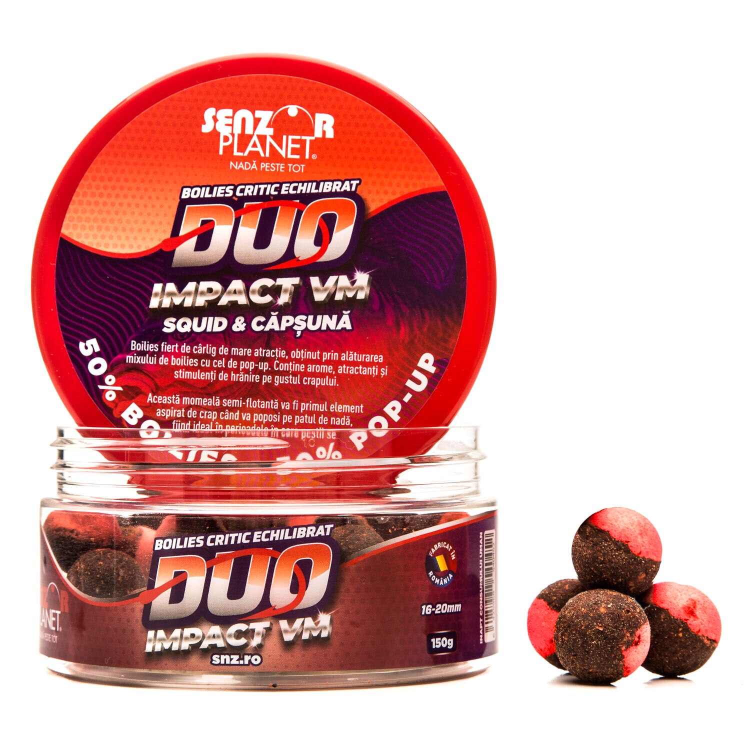 Boilies Pentru Carlig Duo Impact VM, Diametru 16-20mm, Ambalat la 150g