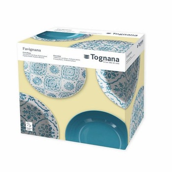 Set vesela,18 piese, Favignan, alb/albastru, portelan Set vesela,18 piese, Favignan, alb/albastru, portelan