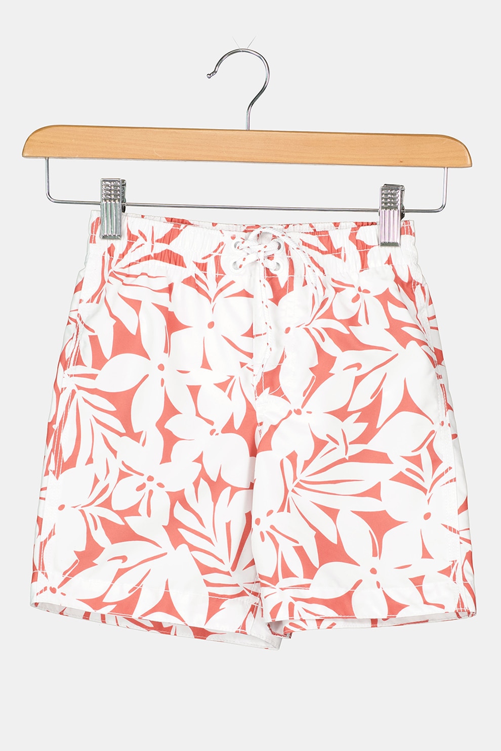 GAP, Pantaloni scurti de baie cu snur in talie, Alb/Rosu stins