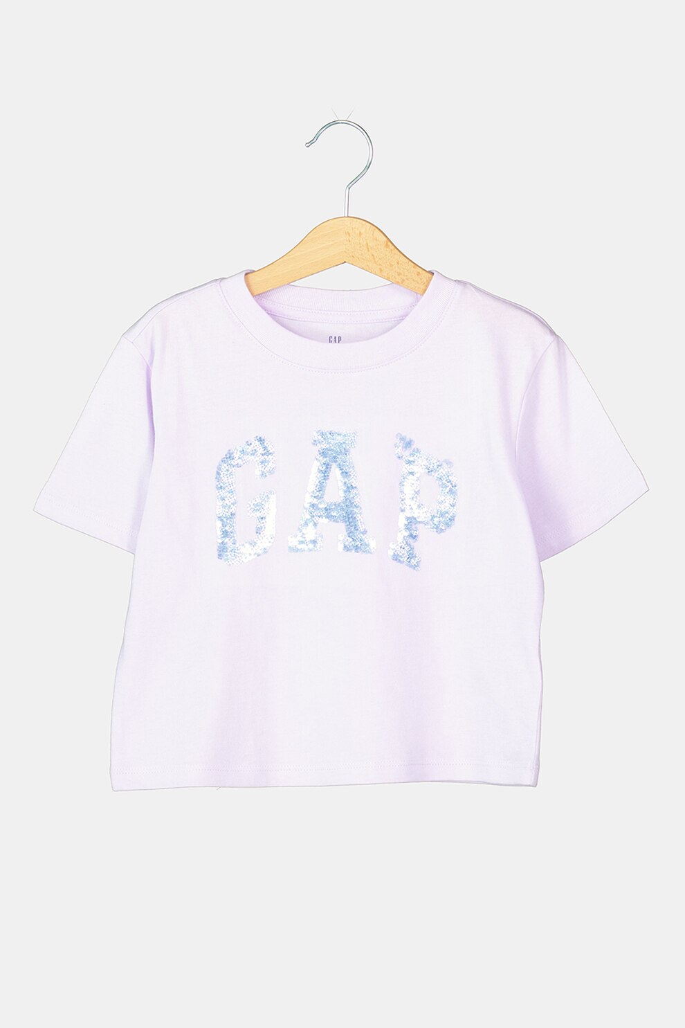 GAP, Tricou de bumbac cu aplicatii cu paiete, Lila