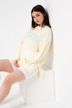 GAP, Bluza sport relaxed fit cu imprimeu logo, Galben pal/Alb/Bleu GAP, Bluza sport relaxed fit cu imprimeu logo, Galben pal/Alb/Bleu