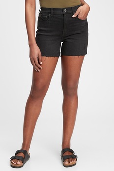 GAP, Pantaloni scurti din denim cu terminatie franjurata, Negru GAP, Pantaloni scurti din denim cu terminatie franjurata, Negru